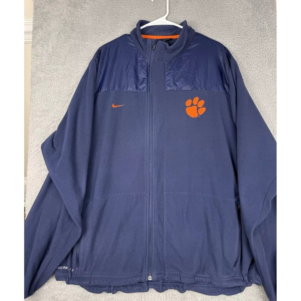 Clemson Tigers Nike Therma Fit 1/4 Zip Navy Fleece Lined Pullover Mens XXL